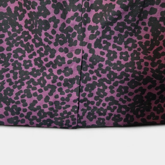 Banana Republic Animal Print Cotton Pencil Skirt 12 Purple Black Artsy Office - Picture 4 of 9
